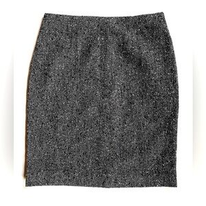Ports Tweed Wool Blend Pencil Skirt dark Grey lined slit Women's W28